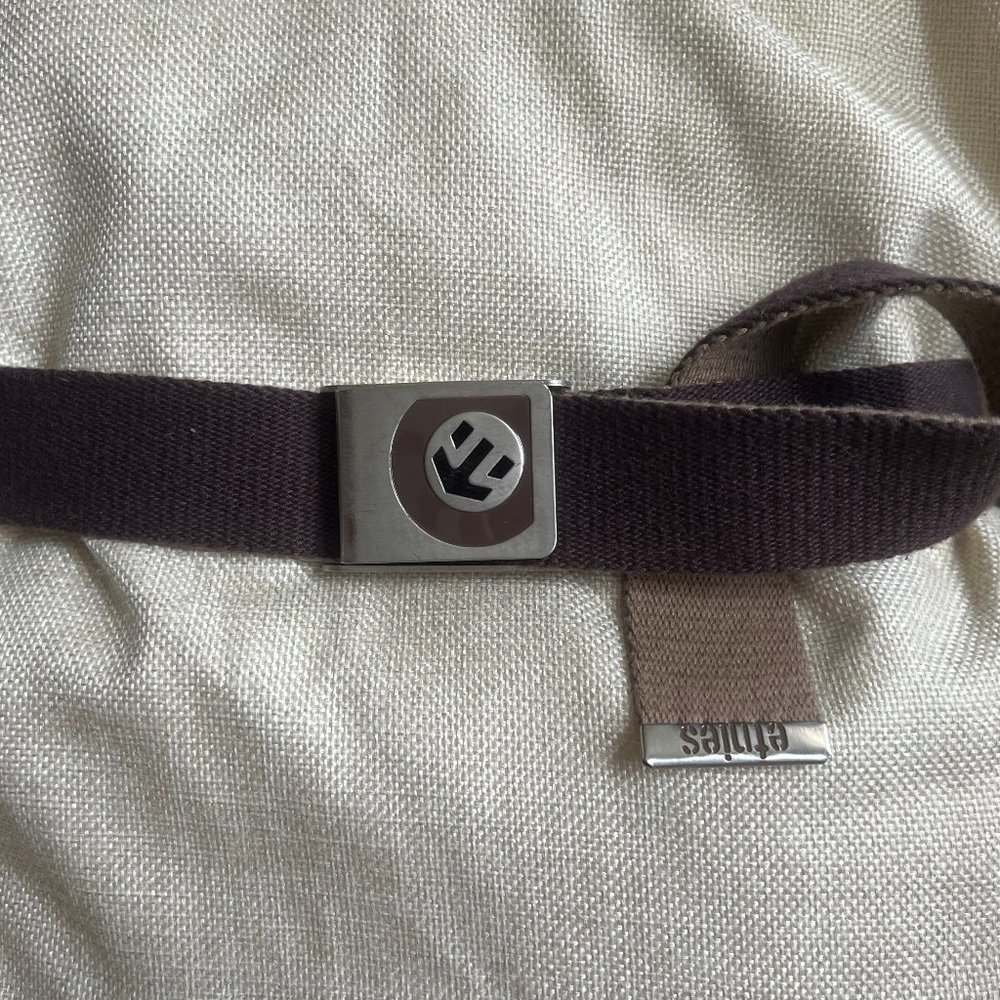 1990s Etnies Brown and Tan Reversible Cotton Adjustable Belt - CB23030